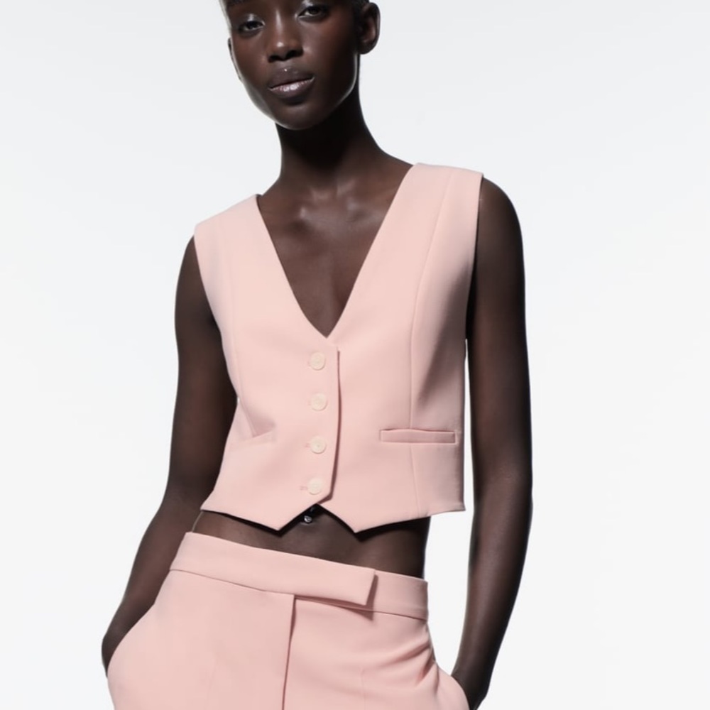 ZARA PINK VEST TAILORED SHORT WAISTCOAT  Bloggers favorite